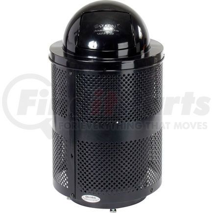 261949BKD by GLOBAL INDUSTRIAL - Global Industrial&#153; Outdoor Perforated Steel Trash Can With Dome Lid & Base, 36 Gallon, Black