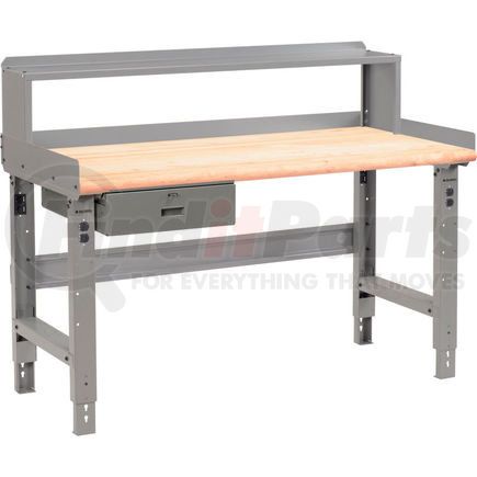 318736 by GLOBAL INDUSTRIAL - Global Industrial&#153; 72 x 30 Adj Height Workbench w/Drawer & Riser, Maple Safety Edge Top - Gray