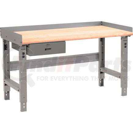 318678 by GLOBAL INDUSTRIAL - Global Industrial&#153; 60 x 30 Adj Height Workbench w/Drawer, Maple Safety Edge Top - Gray