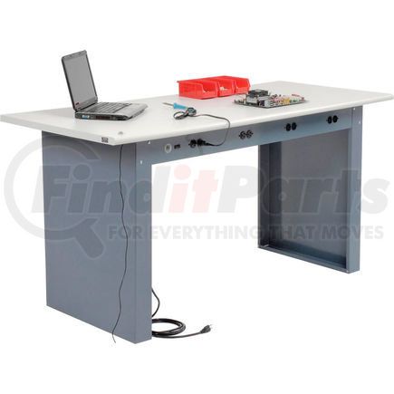 250229 by GLOBAL INDUSTRIAL - Global Industrial&#153; 72"W x 30"D Panel Leg Workbench - Power Apron & ESD Safety Edge Top