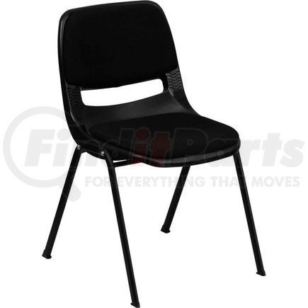 RUT-EO1-01-PAD-GG by GLOBAL INDUSTRIAL - Flash Furniture Ergonomic Shell Stack Chair - Plastic - Padded Seat & Back - Black - Hercules Series