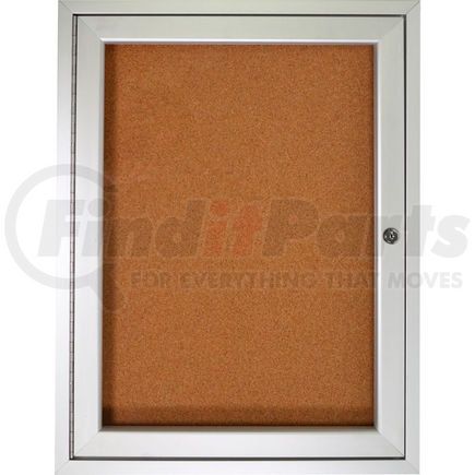 PA13636K-GLBL by GHENT - Ghent Enclosed Bulletin Board - 1 Door - Natural Cork w/Silver Frame - 36" x 36"