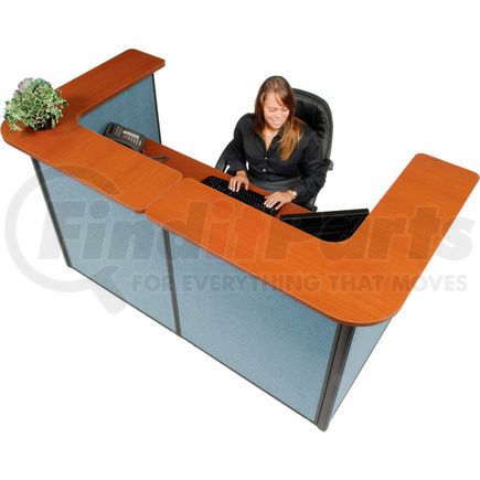 249008CB by GLOBAL INDUSTRIAL - Interion&#174; U-Shaped Reception Station, 88" W x 44"D x 44"H, Cherry Counter, Blue Panel