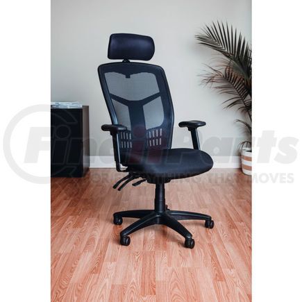 248623H by GLOBAL INDUSTRIAL - Interion&#174; Mesh Office Chair with Headrest, High Back & Adjustable Arms, Fabric, Black