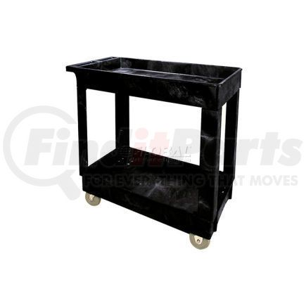 FG9T6600BLA by RUBBERMAID - Rubbermaid&#174; Plastic Tray Top Utility Cart, 2 Shelf, 34"Lx16"W, 4" Casters, Black