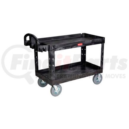 FG454610BLA by RUBBERMAID - Rubbermaid&#174; Plastic Tray Top Utility Cart, 2 Shelf, 54"Lx25"W, 8" Casters, Black