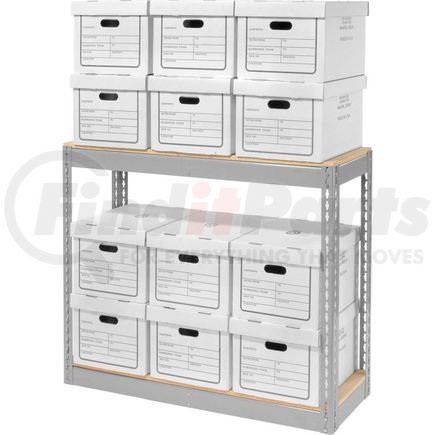 130152 by GLOBAL INDUSTRIAL - Global Industrial&#8482; Record Storage With Boxes 42"W x 15"D x 36"H - Gray