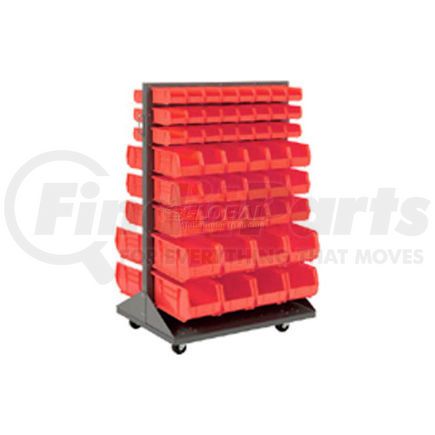 603392RD by GLOBAL INDUSTRIAL - Global Industrial&#153; Mobile Double Sided Floor Rack - 100 Red Stacking Bins 36 x 55