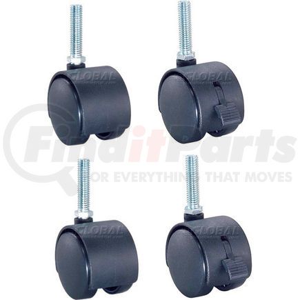 798805 by GLOBAL INDUSTRIAL - Nexel&#174; CA2BN4 (2) Swivel (2) Swivel Brake Stem Casters, 2" Nylon, Set of (4), 300 lb Capacity