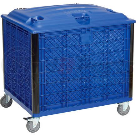 239452P by GLOBAL INDUSTRIAL - Global Industrial&#153; Easy Assembly Solid Wall Bulk Container, Lid & Casters 39-1/4x31-1/2x29 Blue
