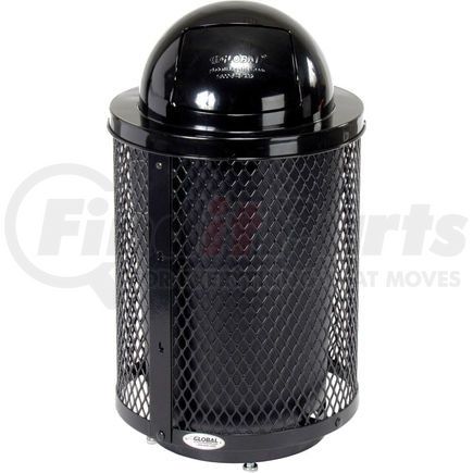 261948BKD by GLOBAL INDUSTRIAL - Global Industrial&#153; Outdoor Diamond Steel Trash Can With Dome Lid & Base, 36 Gallon, Black