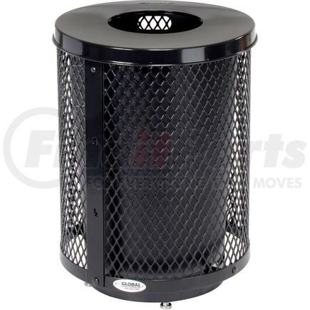 261924BKD by GLOBAL INDUSTRIAL - Global Industrial&#153; Outdoor Diamond Steel Trash Can With Flat Lid & Base, 36 Gallon, Black