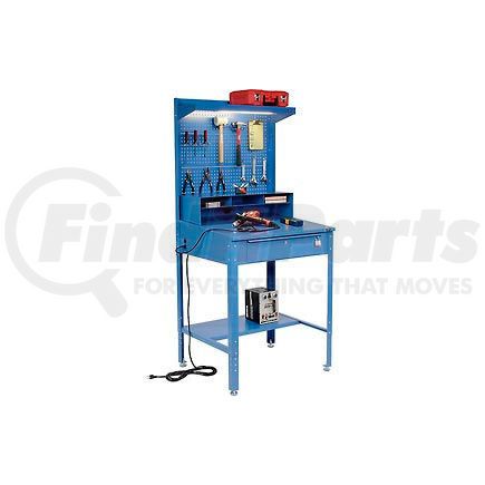 249458 by GLOBAL INDUSTRIAL - Global Industrial&#153; Shop Desk - Riser & Pegboard Panel 34-1/2 x 30 x 38 Sloped Surface - Blue