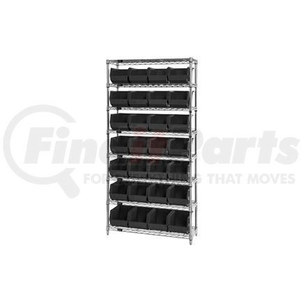 268926BK by GLOBAL INDUSTRIAL - Chrome Wire Shelving With 28 Giant Plastic Stacking Bins Black, 36x14x74