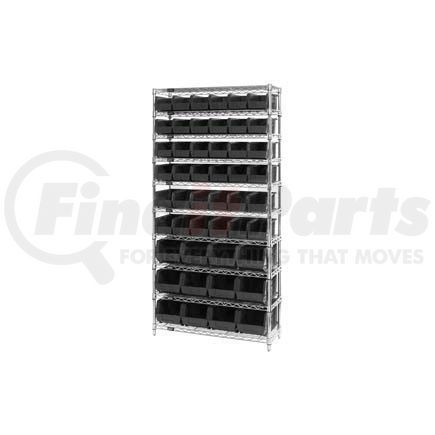 268925BK by GLOBAL INDUSTRIAL - Chrome Wire Shelving With 48 Giant Plastic Stacking Bins Black, 36x14x74