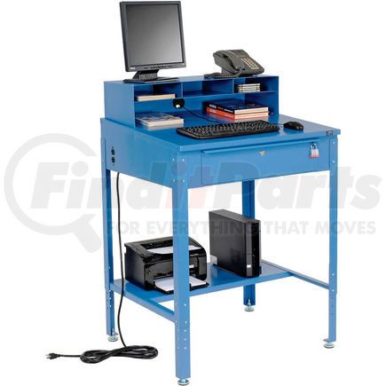 254635 by GLOBAL INDUSTRIAL - Global Industrial&#153; Shop Desk - Pigeonhole Riser 34-1/2"W x 30"D x 38"H Sloped Surface - Blue