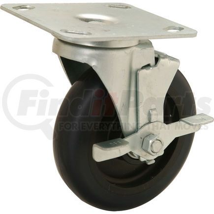 585353 by GLOBAL INDUSTRIAL - Global Industrial&#153; Medium Duty 5" Polyurethane Swivel Plate Caster with Brake - 250 Lb. Cap.