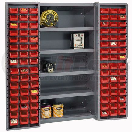 662141RD by GLOBAL INDUSTRIAL - Global Industrial&#153; Bin Cabinet Deep Door, 96 RD Bin, Shelves, 16 Ga. Assembled Cabinet 38x24x72