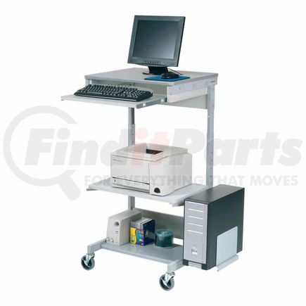 506693 by GLOBAL INDUSTRIAL - Global Industrial&#8482; Mobile Computer Workstation with Printer Shelf and CPU Holder, Gray