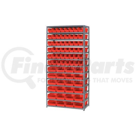 603446RD by GLOBAL INDUSTRIAL - Global Industrial&#153; Steel Shelving with Total 72 4"H Plastic Shelf Bins Red, 36x18x72-13 Shelves