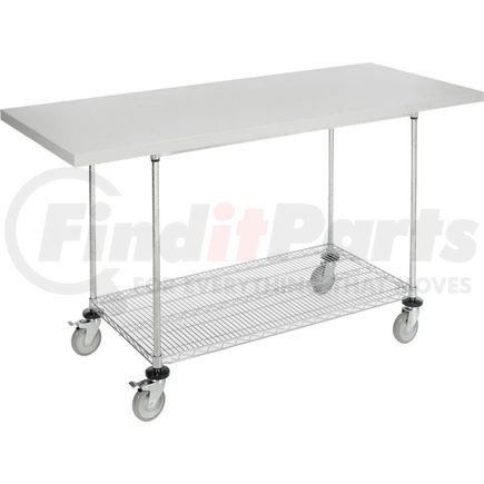 252325 by GLOBAL INDUSTRIAL - Global Industrial&#153; 72"W x 30"D Mobile Workbench with Wire Rack - Plastic Laminate Square Edge