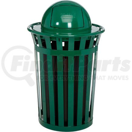 261944GN by GLOBAL INDUSTRIAL - Global Industrial&#153; Outdoor Steel Slatted Trash Can With Dome Lid, 36 Gallon, Green