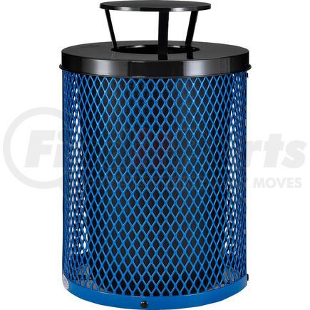 261926BL by GLOBAL INDUSTRIAL - Global Industrial&#153; Outdoor Diamond Steel Trash Can With Rain Bonnet Lid, 36 Gallon, Blue