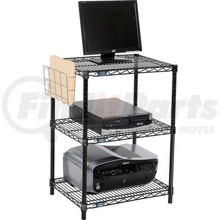 695357BK by GLOBAL INDUSTRIAL - Nexel&#153; 3-Shelf Black Wire Shelf Printer Stand with Document Holder, 24"W x 18"D x 34"H