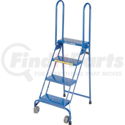LS4247 by BALLYMORE - Ballymore 4 Step Lock-N-Stock Folding Rolling Ladder, 350 Lb. Capacity