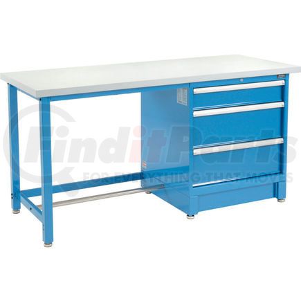 711148 by GLOBAL INDUSTRIAL - Global Industrial&#153; 72"Wx30"D Modular Workbench W/ 3 Drawers, Plastic Laminate Square Edge, Blue