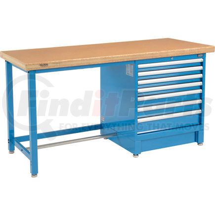 711172 by GLOBAL INDUSTRIAL - Global Industrial&#153; 72"W x 30"D Modular Workbench with 7 Drawers - Shop Top Safety Edge - Blue