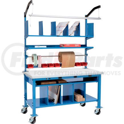 412440AB by GLOBAL INDUSTRIAL - Complete Mobile Packing Workbench Plastic Square Edge with Electric - 60 x 36