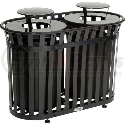 641432BK by GLOBAL INDUSTRIAL - Global Industrial&#153; Outdoor Slatted Steel Trash Can With Rain Bonnet Lid, 72 Gallon, Black