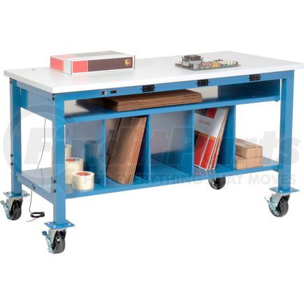 412473AB by GLOBAL INDUSTRIAL - Mobile Electric Packing Workbench ESD Square Edge - 72 x 36 with Lower Shelf Kit