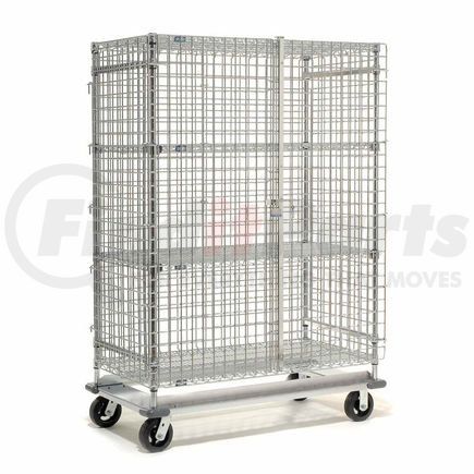 800403 by GLOBAL INDUSTRIAL - Dolly Base Security Truck, Chrome, 24"W x 60"L x 70"H, Rubber, 2 Swivel, 2 Rigid Casters