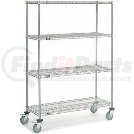 168215B by GLOBAL INDUSTRIAL - Nexel&#174; Chrome Wire Shelf Truck 48x18x69 1200 Pound Capacity with Brakes