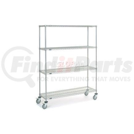 168224B by GLOBAL INDUSTRIAL - Nexel&#174; Chrome Wire Shelf Truck 60x18x80 1200 Pound Capacity with Brakes