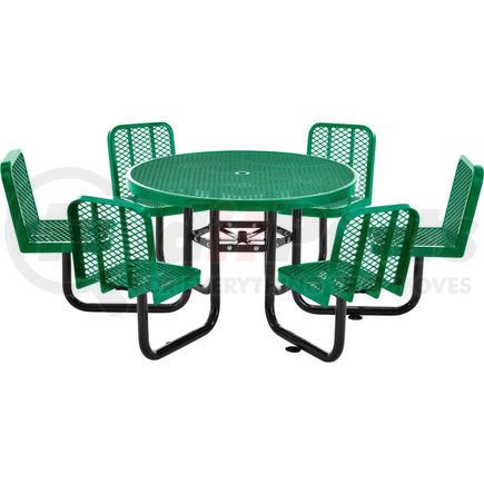 277590GN by GLOBAL INDUSTRIAL - Global Industrial&#153; 46" Round Carousel Picnic Table With 6 Seats, Expanded Metal, Green