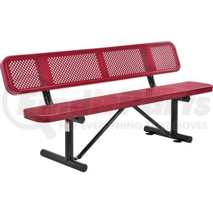 694557RD by GLOBAL INDUSTRIAL - Global Industrial&#8482; 6 ft. Outdoor Steel Picnic Bench with Backrest - Perforated Metal - Red