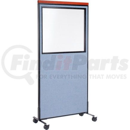 695792WMBL by GLOBAL INDUSTRIAL - Interion&#174; Deluxe Mobile Office Partition Panel with Partial Window, 36-1/4"W x 96"H, Blue