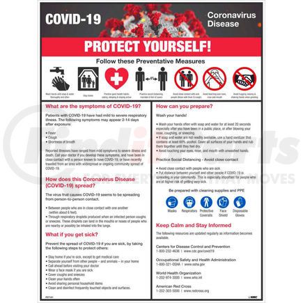 PST141 by NATIONAL MARKER COMPANY - COVID-19 Protect Yourself Poster, 18" X 24", Synthetic Paper