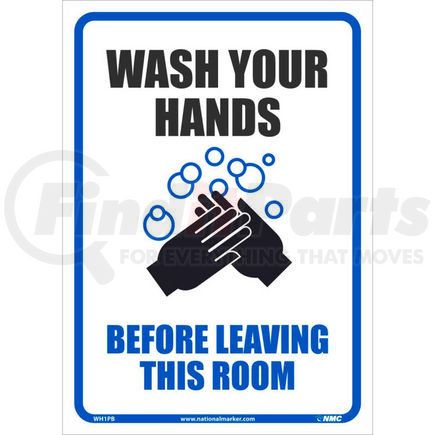 WH1PB by NATIONAL MARKER COMPANY - Wash Your Hands Before Leaving This Room Sticker, 10 X 14, Vinyl Adhesive