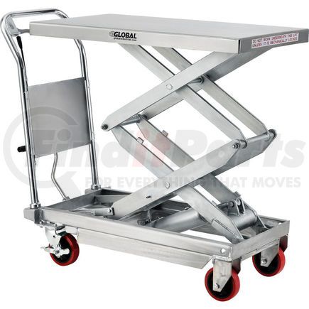 989010 by GLOBAL INDUSTRIAL - Global Industrial&#8482; Stainless Steel Mobile Scissor Lift Table 35 x 20 - 800 Lb. Cap.