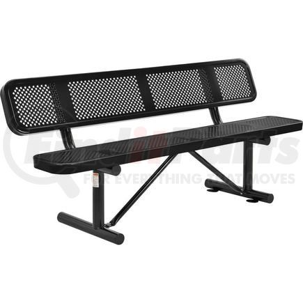 694557BK by GLOBAL INDUSTRIAL - Global Industrial&#8482; 6 ft. Outdoor Steel Picnic Bench with Backrest - Perforated Metal - Black