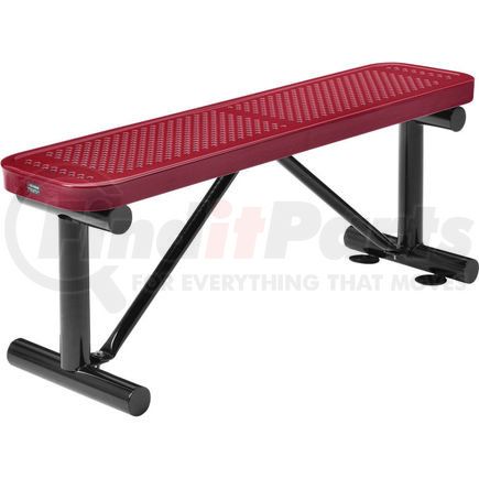 695742RD by GLOBAL INDUSTRIAL - Global Industrial&#8482; 4 ft. Outdoor Steel Flat Bench - Perforated Metal - Red