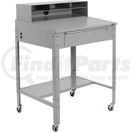 2546235CGY by GLOBAL INDUSTRIAL - Global Industrial&#153; Mobile Shop Desk - Pigeonhole Riser 34-1/2 x 30 x 38 Sloped Surface - Gray