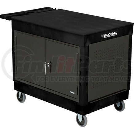 800340 by GLOBAL INDUSTRIAL - Global Industrial&#153; Deluxe plastic Black 2 shelf Flat Maintenance Utility Cart 40x26, 5" Casters