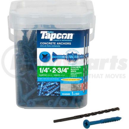 24585 by ITW BRANDS - ITW Tapcon Concrete Anchor - 1/4 x 2-3/4" - Phillips Flat Head - Pkg of 150 - 24585