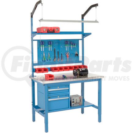 319303BL by GLOBAL INDUSTRIAL - Global Industrial™ 48x30 Production Workbench - Stainless Steel Square Edge Complete Bench Blue