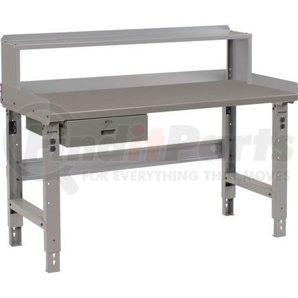 318686 by GLOBAL INDUSTRIAL - Global Industrial&#153; 48 x 30 Adj Height Workbench w/Drawer & Riser, Steel Square Edge Top - Gray